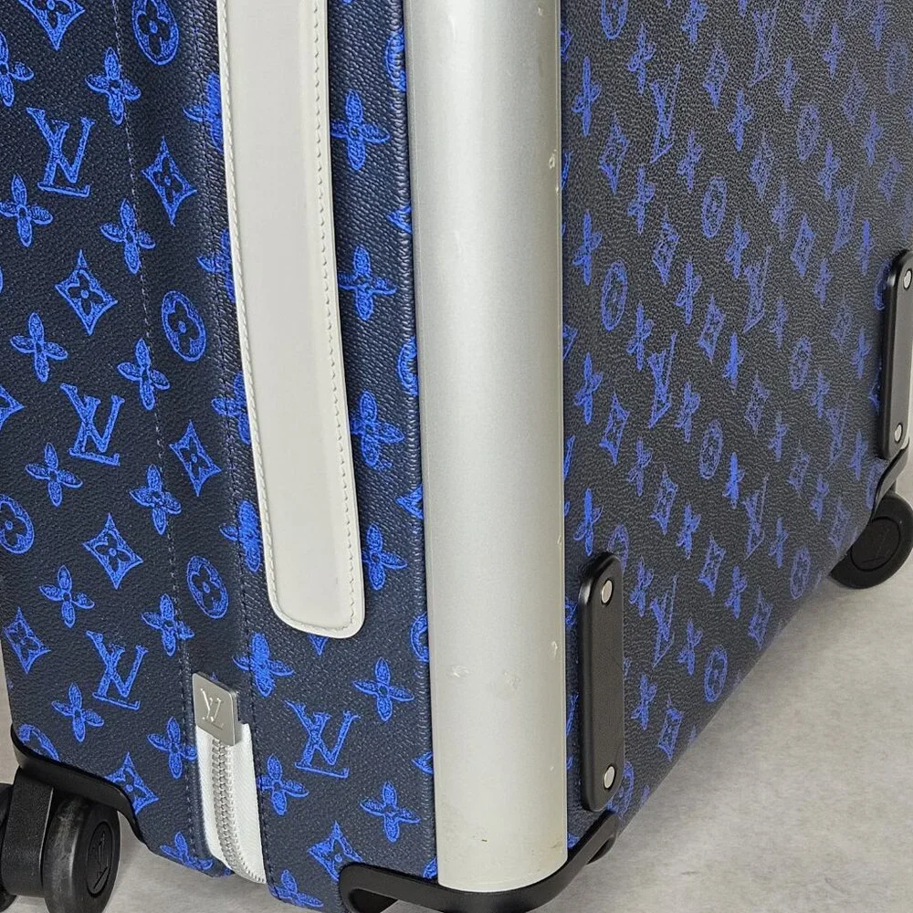 Louis Vuitton Blue Monogram Horizon 55 Rolling Suitcase Luggage Carry On Bag